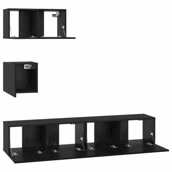 TV-Regal Set Sonstiges mit Speicher mit Tür 4 pcs Schwarz Eiche 80 x 30 x 30 cm