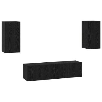 TV-Schrank-Set 4 pcs Schwarz Eiche Mittel 60 x 30 x 30 cm