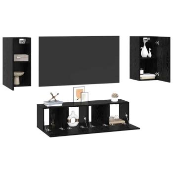 TV-Schrank-Set 4 pcs Schwarz Eiche Mittel 60 x 30 x 30 cm