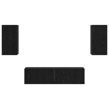 TV-Schrank-Set 4 pcs Schwarz Eiche Mittel 60 x 30 x 30 cm