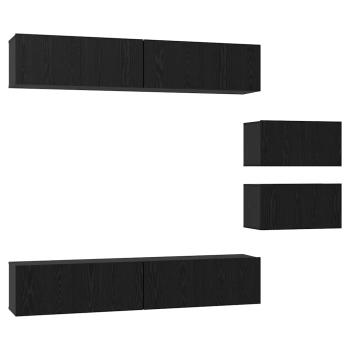 TV-Schränke mit Speicher mit Tür 6 pcs Schwarz Eiche 80 x 30 x 30,5 cm