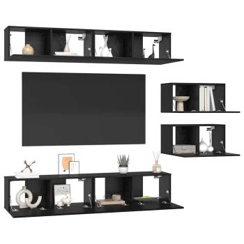 TV-Schränke mit Speicher mit Tür 6 pcs Schwarz Eiche 80 x 30 x 30,5 cm