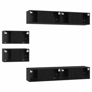 TV-Schränke mit Speicher mit Tür 6 pcs Schwarz Eiche 80 x 30 x 30,5 cm