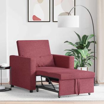 3-in-1 Einzelsofa Bett umwandelbar Weinrotes Gewebe