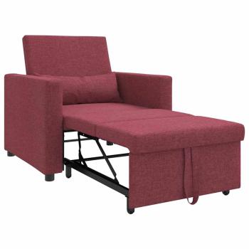 3-in-1 Einzelsofa Bett umwandelbar Weinrotes Gewebe