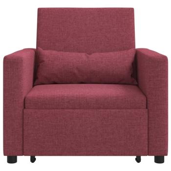 3-in-1 Einzelsofa Bett umwandelbar Weinrotes Gewebe