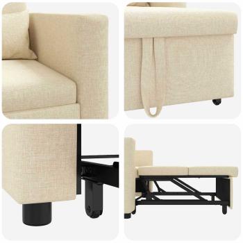 3-in-1 Einzelsofa-Bett konvertierbar Creme Stoff