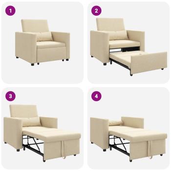 3-in-1 Einzelsofa-Bett konvertierbar Creme Stoff