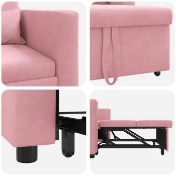 3-in-1 Schlafsofa Rosa Samt