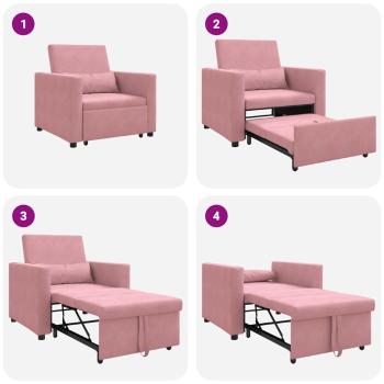 3-in-1 Schlafsofa Rosa Samt