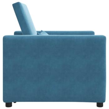 3-in-1 Schlafsofa Blau Samt
