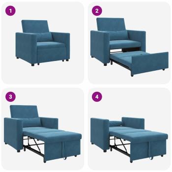 3-in-1 Schlafsofa Blau Samt