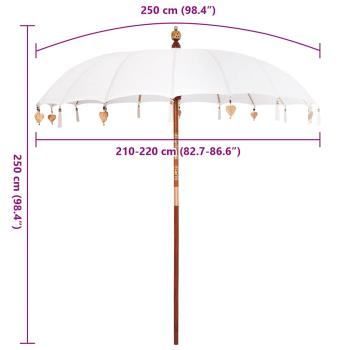 Sonnenschirm Creme x 250 cm Baumwolle und Massivholz