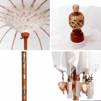 Sonnenschirm Creme x 250 cm Baumwolle und Massivholz