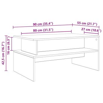 Couchtisch Eiche handwerklich 90 x 55 x 42,5 cm Holzwerkstoff