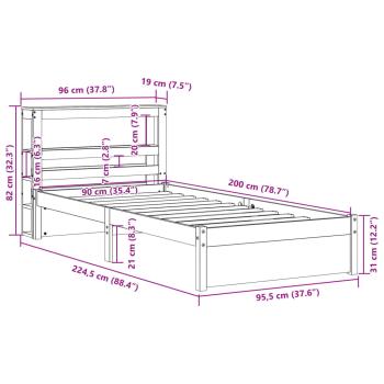 Bettgestell mit Kopfteil ohne Matratze Weiß 90x200 cm
