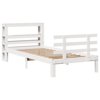 Bettgestell mit Kopfteil ohne Matratze Weiß 90x200 cm