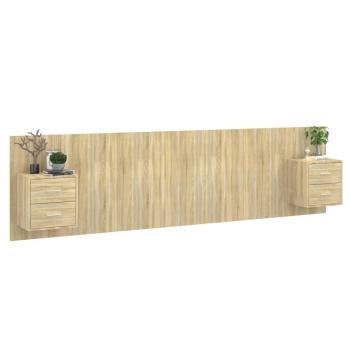 Kopfteil mit Nachttischen Sonoma-Eiche Holzwerkstoff