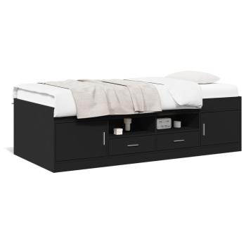 ARDEBO.de - Tagesbett mit Schubladen ohne Matratze Schwarz 90x200 cm