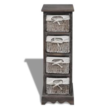 Korbregal Holz mit 4 Körben Braun