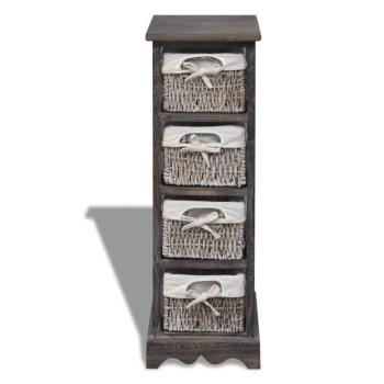 Korbregal Holz mit 4 Körben Braun
