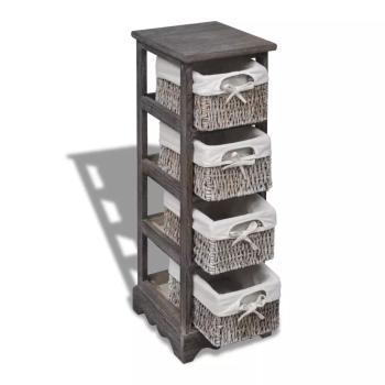 Korbregal Holz mit 4 Körben Braun