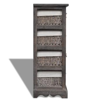 Korbregal Holz mit 4 Körben Braun