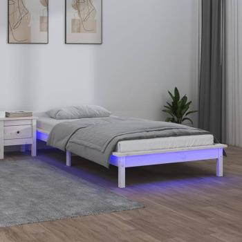 ARDEBO.de - Massivholzbett mit LED-Beleuchtung Weiß 90x200 cm
