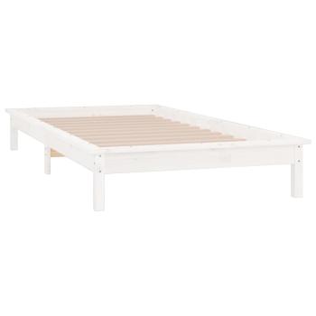 Massivholzbett mit LED-Beleuchtung Weiß 90x200 cm