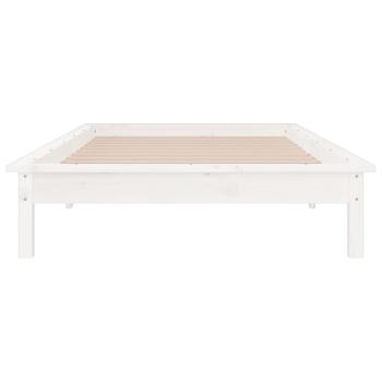 Massivholzbett mit LED-Beleuchtung Weiß 90x200 cm