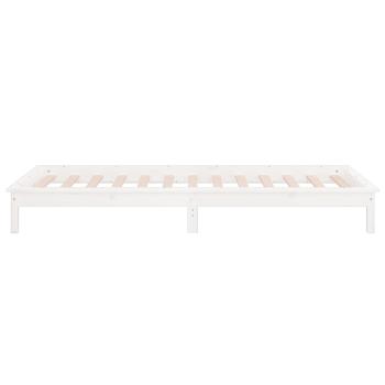 Massivholzbett mit LED-Beleuchtung Weiß 90x200 cm