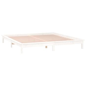 Massivholzbett mit LEDs Weiß 120x190 cm