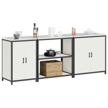 Küchenaufbewahrungsset mit Regal Sonstiges mit Speicher mit Tür 3 pcs Weiß 210 x 50 x 92 cm