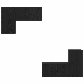 TV-Cabinet-Set mit Regal mit Speicher mit Tür 4 pcs Schwarz Eiche 60 x 30 x 30 cm