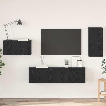 ARDEBO.de - TV-Schrank-Set mit Regal Sonstiges 4 pcs Schwarz Eiche 30,5 x 30 x 60 cm