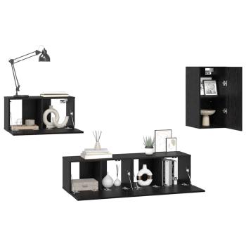 TV-Schrank-Set mit Regal Sonstiges 4 pcs Schwarz Eiche 30,5 x 30 x 60 cm