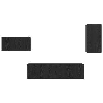TV-Schrank-Set mit Regal Sonstiges 4 pcs Schwarz Eiche 30,5 x 30 x 60 cm