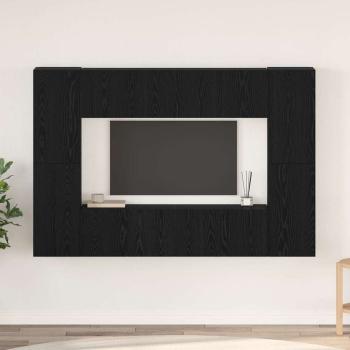 ARDEBO.de - TV-Schrank-Set mit Regal 8 pcs Schwarz Eiche 181 x 30 x 120 cm