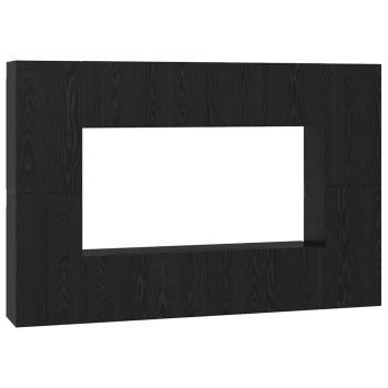 TV-Schrank-Set mit Regal 8 pcs Schwarz Eiche 181 x 30 x 120 cm