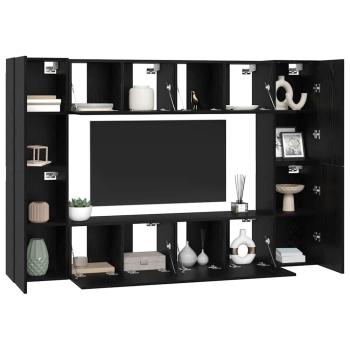 TV-Schrank-Set mit Regal 8 pcs Schwarz Eiche 181 x 30 x 120 cm