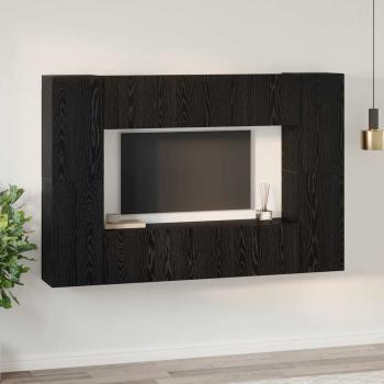 TV-Schrank-Set mit Regal 8 pcs Schwarz Eiche 181 x 30 x 120 cm