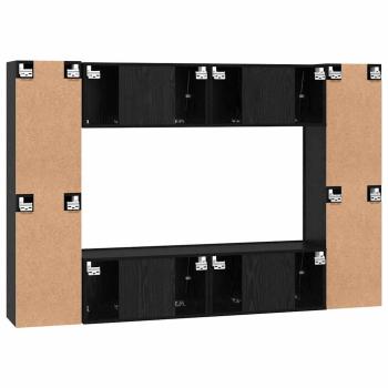 TV-Schrank-Set mit Regal 8 pcs Schwarz Eiche 181 x 30 x 120 cm