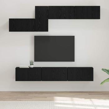 ARDEBO.de - TV-Schrank-Set mit Regal Sonstiges mit Speicher mit Tür 7 pcs Schwarz Eiche 60 x 30 x 30 cm