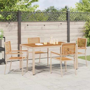 Outdoor-Stühle 4 pcs Creme, Braun