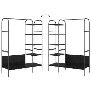 Kleiderständer mit Regalen Schwarze Eiche 120x44x160 cm Holzwerkstoff