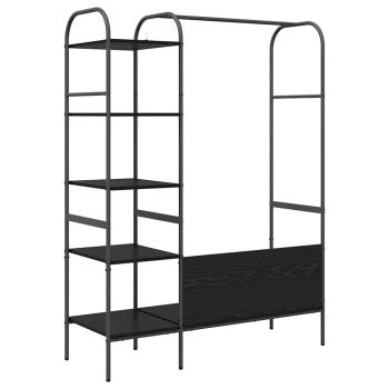 Kleiderständer mit Regalen Schwarze Eiche 120x44x160 cm Holzwerkstoff