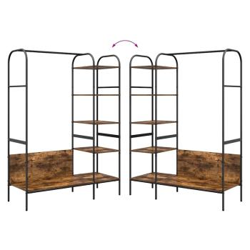 Kleiderständer mit Regalen Geräuchert Eiche 120x44x160 cm Holzwerkstoff