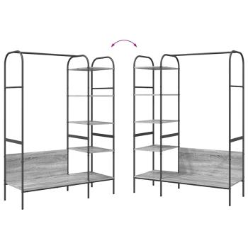 Kleiderständer mit Regalen Grau Sonoma 120x44x160 cm Ingenieuer Holz