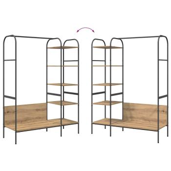 Kleiderständer mit Regalen Eiche 120x44x160 cm