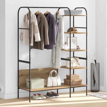 Kleiderständer mit Regalen Eiche 120x44x160 cm